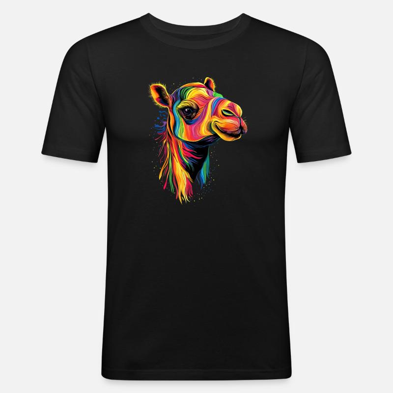 Kamel Dromedar Trampeltier Camel Geschenk Kamele - Männer Slim Fit T-Shirt - Schwarz