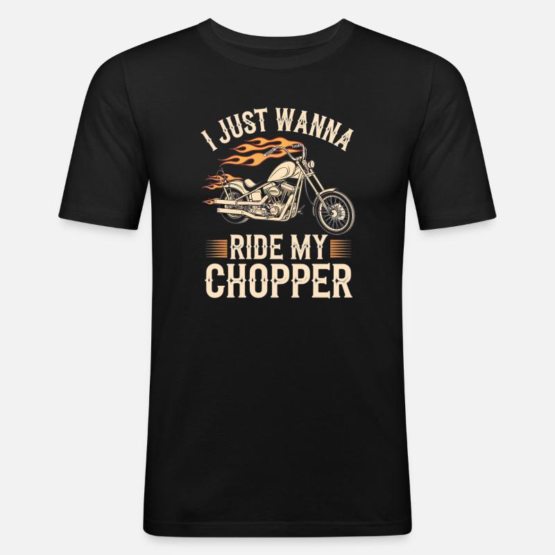 Flaming Chopper Motorcycle - Men's Slim Fit T-Shirt - black
