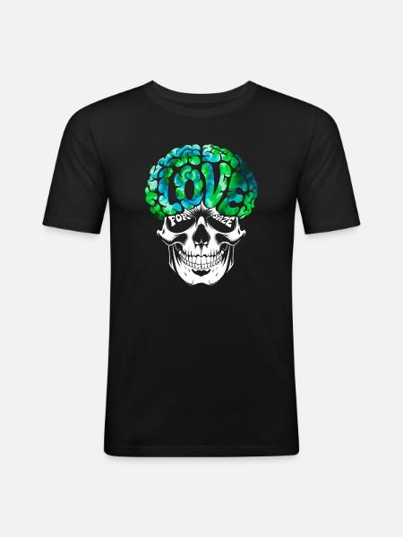 Psychedelic Skull Brain Love Tee - Men's Slim Fit T-Shirt - black