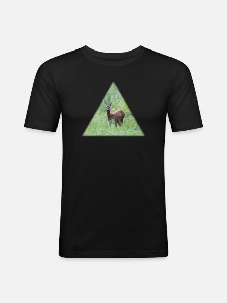 Deer in the tall grass - Men's Slim Fit T-Shirt - black