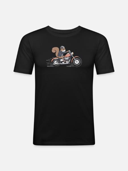 Cavalier d’écureuil à vélo - T-shirt près du corps Homme - noir