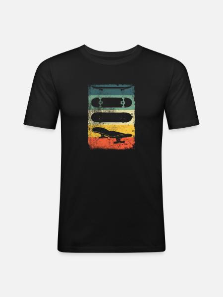 Skateboard Retro - Männer Slim Fit T-Shirt - Schwarz