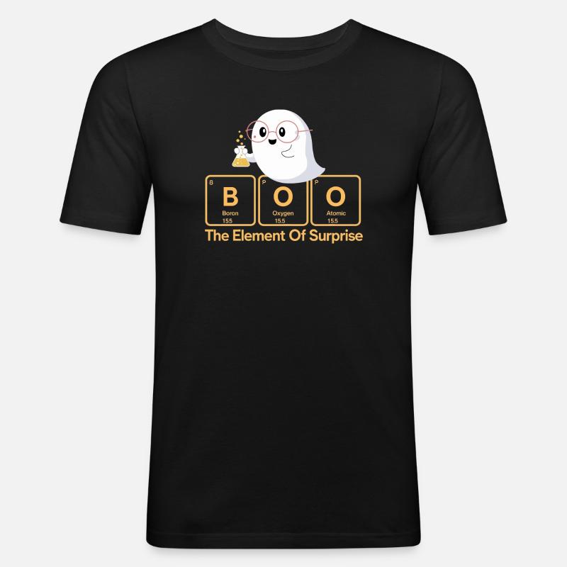 Elementar Boo Ghost T-Shirt - Männer Slim Fit T-Shirt - Schwarz