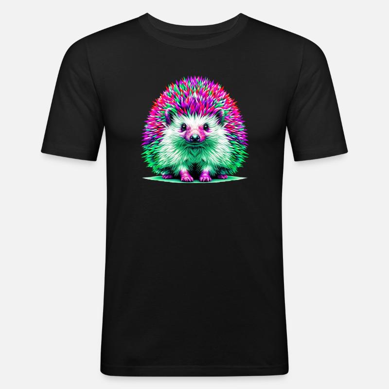 Igel - Männer Slim Fit T-Shirt - Schwarz