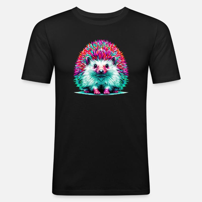 Igel - Männer Slim Fit T-Shirt - Schwarz