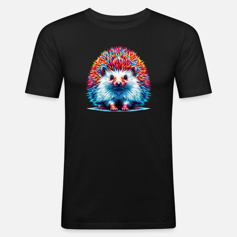 Igel - Männer Slim Fit T-Shirt - Schwarz