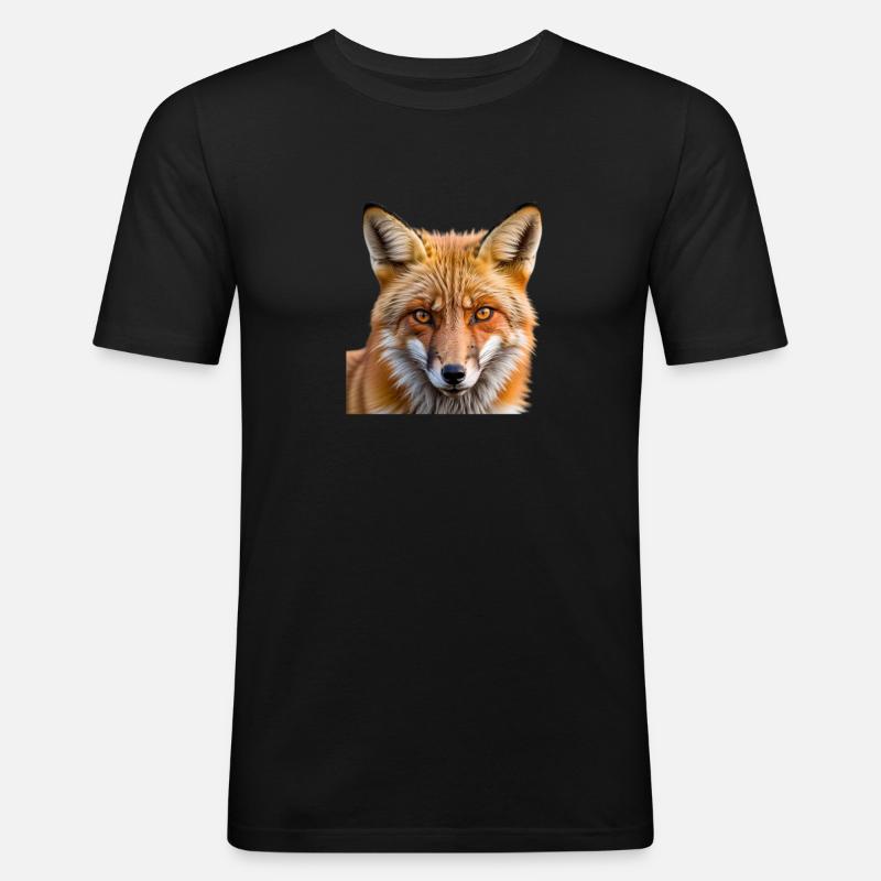 Fuchs Tierbild - Männer Slim Fit T-Shirt - Schwarz