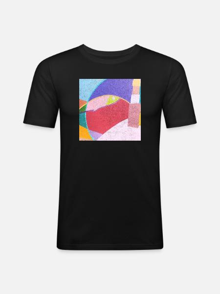 Bunte Wandmalereien - Männer Slim Fit T-Shirt - Schwarz