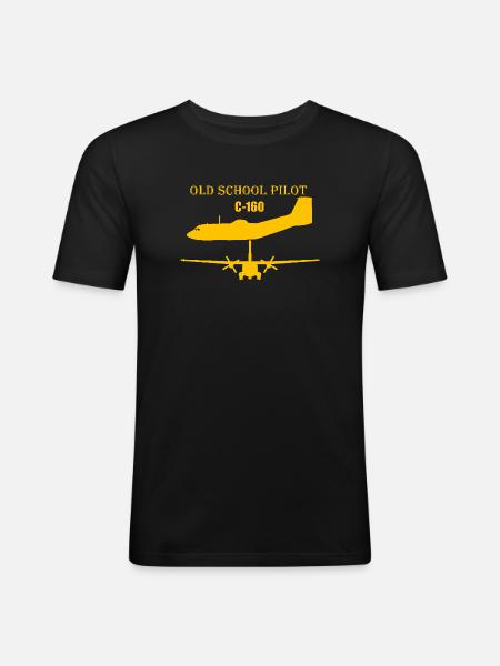 Old school pilot C-160 - Men's Slim Fit T-Shirt - black