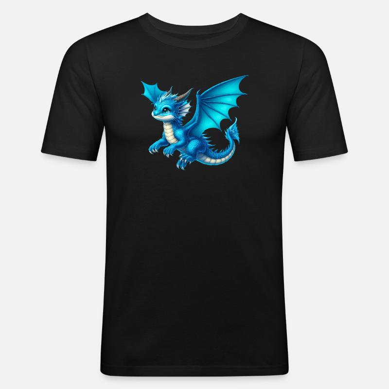 Drache - Männer Slim Fit T-Shirt - Schwarz