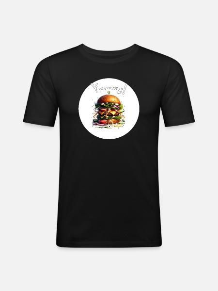 Yummy Burger Art - Men's Slim Fit T-Shirt - black