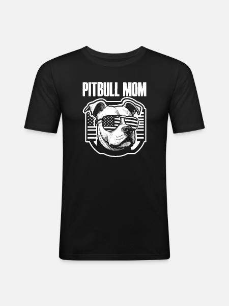 Pitbull Mom Patriotic Funny 4th of July - Men's Slim Fit T-Shirt - black