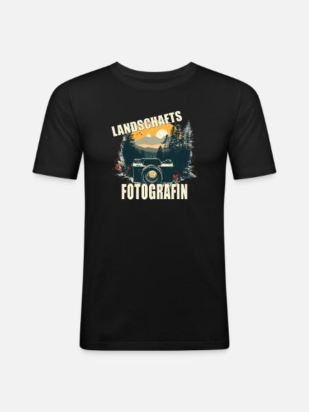 Landschafts Fotografin - Männer Slim Fit T-Shirt - Schwarz