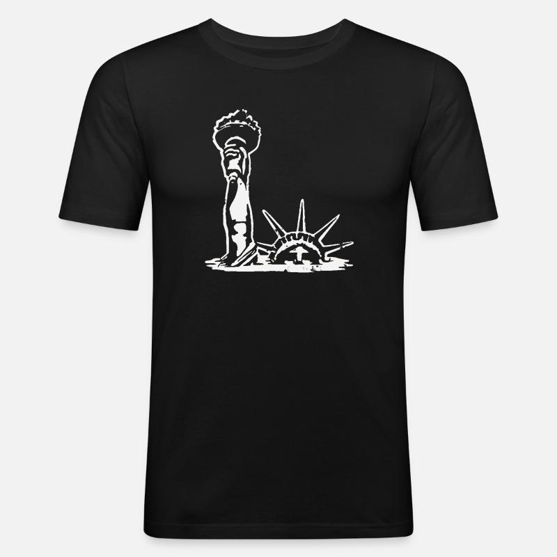 Die Freiheitsstatue ertrinkt - Männer Slim Fit T-Shirt - Schwarz