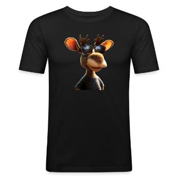 Orignal, Mosses, Bull, Eli, Bois, Cerf, Orignal sauvage - T-shirt près du corps Homme - noir - Devant - Nik (191cm)