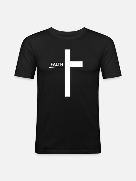 'Faith' - Faith-Based Clothing - Christianity - Men's Slim Fit T-Shirt - black