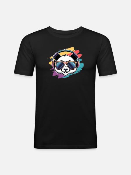 Cool Panda Vibes - Men's Slim Fit T-Shirt - black