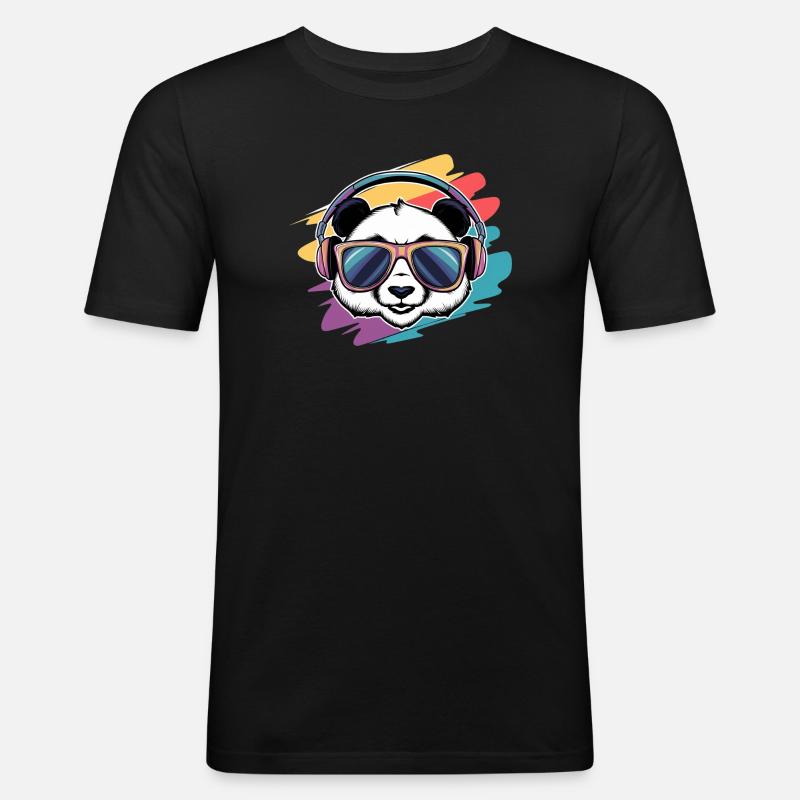 Coole Panda-Vibes - Männer Slim Fit T-Shirt - Schwarz