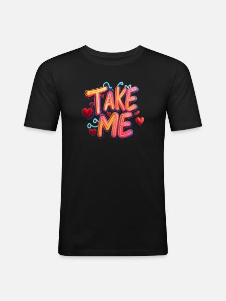 Leuchtender Neon-Liebesgruß - Männer Slim Fit T-Shirt - Schwarz
