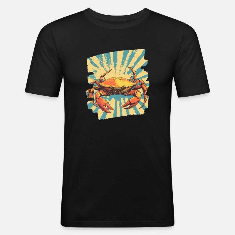 Krabbe Retro - Männer Slim Fit T-Shirt - Schwarz