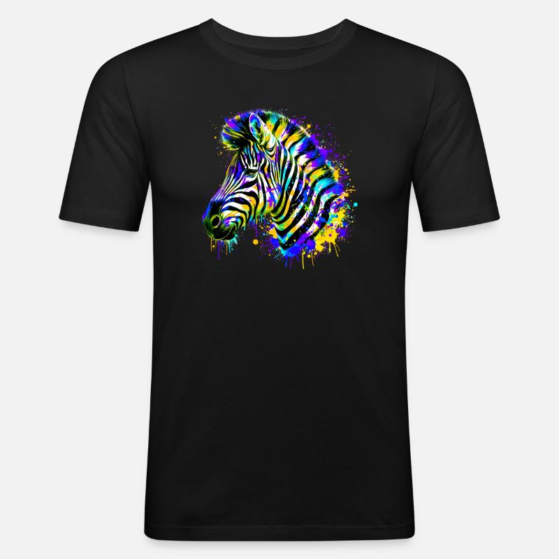 Zebra - Männer Slim Fit T-Shirt - Schwarz