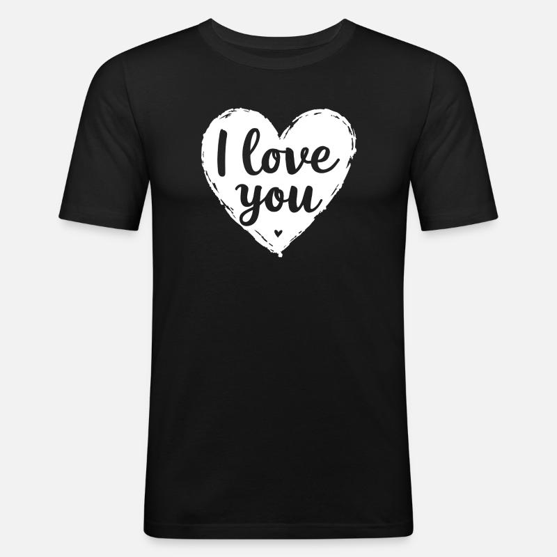 Ich liebe dich, Weiß - Männer Slim Fit T-Shirt - Schwarz