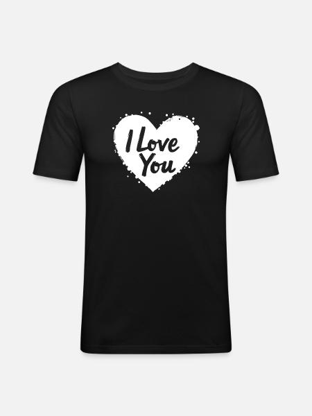 Je t’aime, blanc - T-shirt près du corps Homme - noir