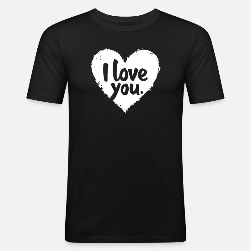 Ich liebe dich, Weiß - Männer Slim Fit T-Shirt - Schwarz