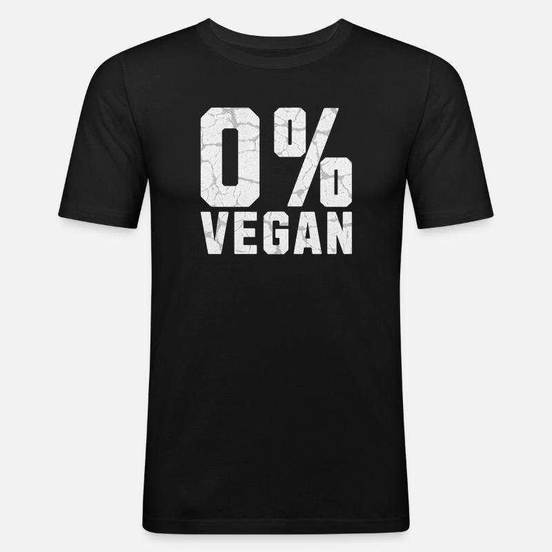 0% Vegan - Männer Slim Fit T-Shirt - Schwarz