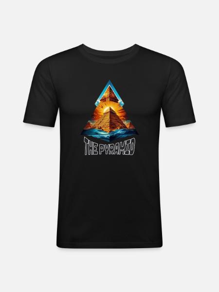 Die Pyramide - Männer Slim Fit T-Shirt - Schwarz
