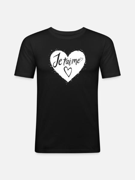 Je t'aime - T-shirt près du corps Homme - noir