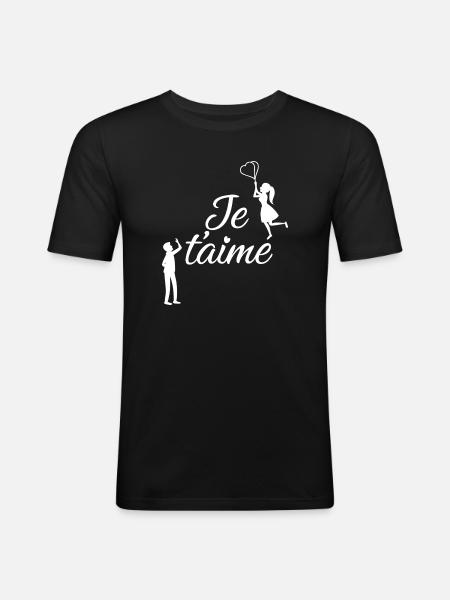 Ich liebe dich - Männer Slim Fit T-Shirt - Schwarz