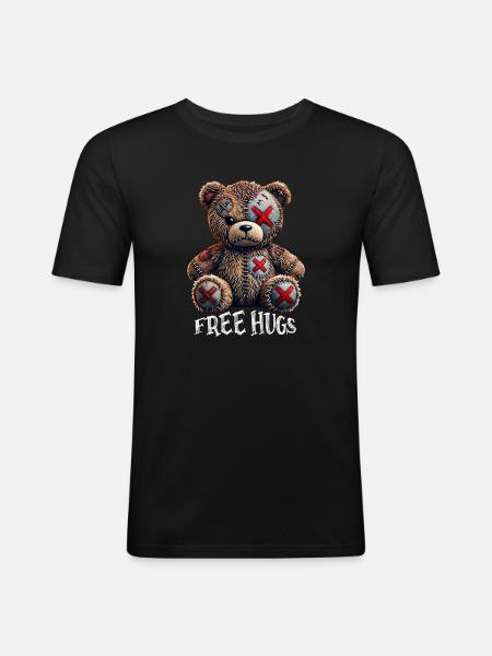 Free Hugs Teddy Bear - Men's Slim Fit T-Shirt - black