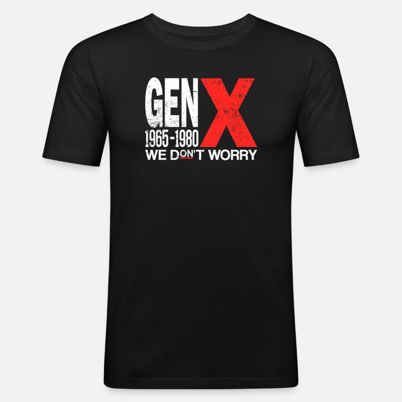 Generation X – Old School & Proud - Männer Slim Fit T-Shirt - Schwarz