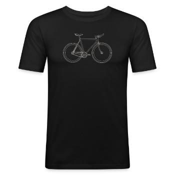 Minimalistische Fahrrad-Strichzeichnungen - Männer Slim Fit T-Shirt - Schwarz - Vorne - Nik (191cm)