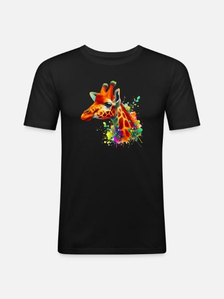 Girafe - T-shirt près du corps Homme - noir