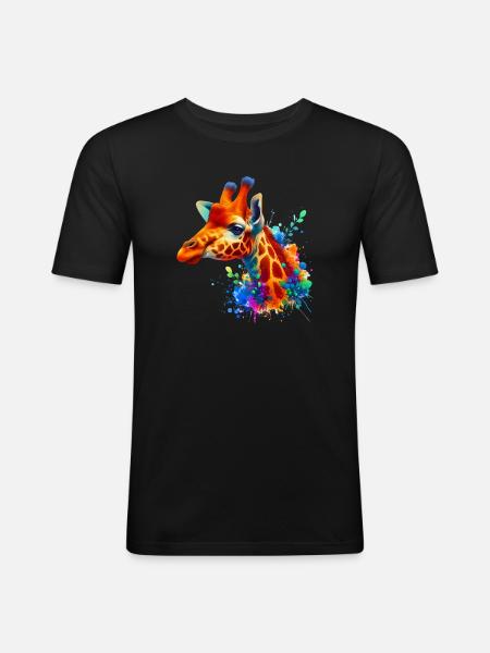 Girafe - T-shirt près du corps Homme - noir