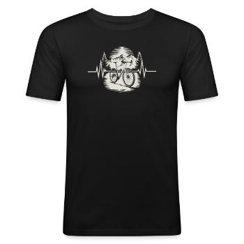 Gravelbike Herzschlag | Abenteuer Natur - Männer Slim Fit T-Shirt - Schwarz - Vorne - Nik (191cm)