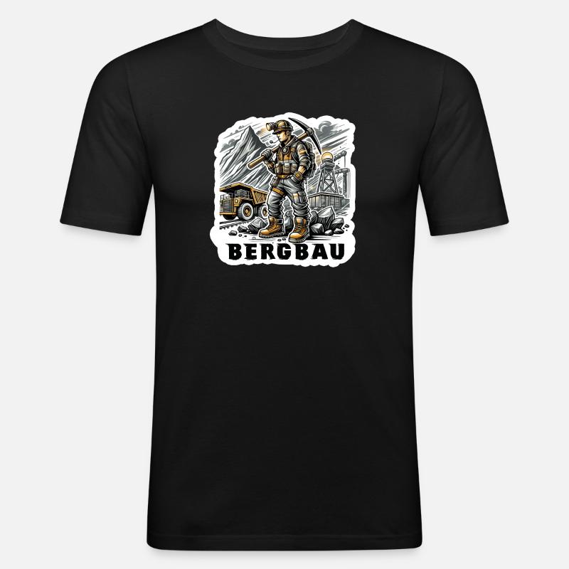 Harte Arbeit im Bergbau - Männer Slim Fit T-Shirt - Schwarz