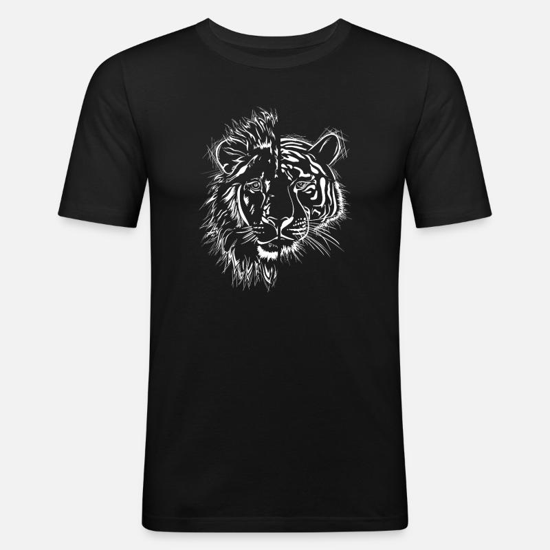 half lion half tiger - Men's Slim Fit T-Shirt - black