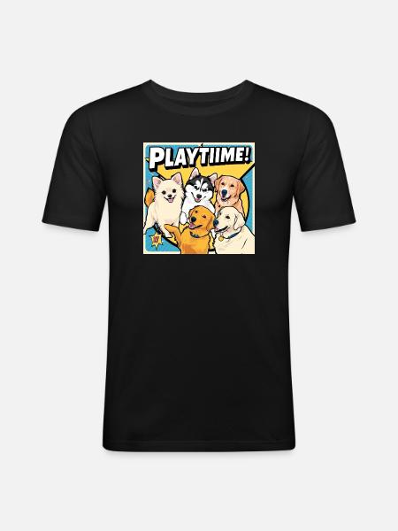 Comic Dogs - Playtime - Men's Slim Fit T-Shirt - black