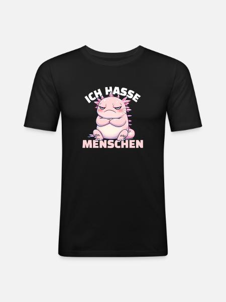 Axolotl rose pour les fans d’animaux - T-shirt près du corps Homme - noir