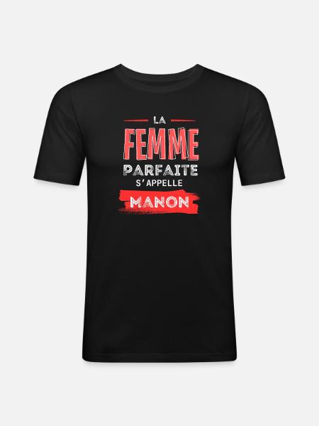 La femme parfaite: Manon - T-shirt près du corps Homme - noir