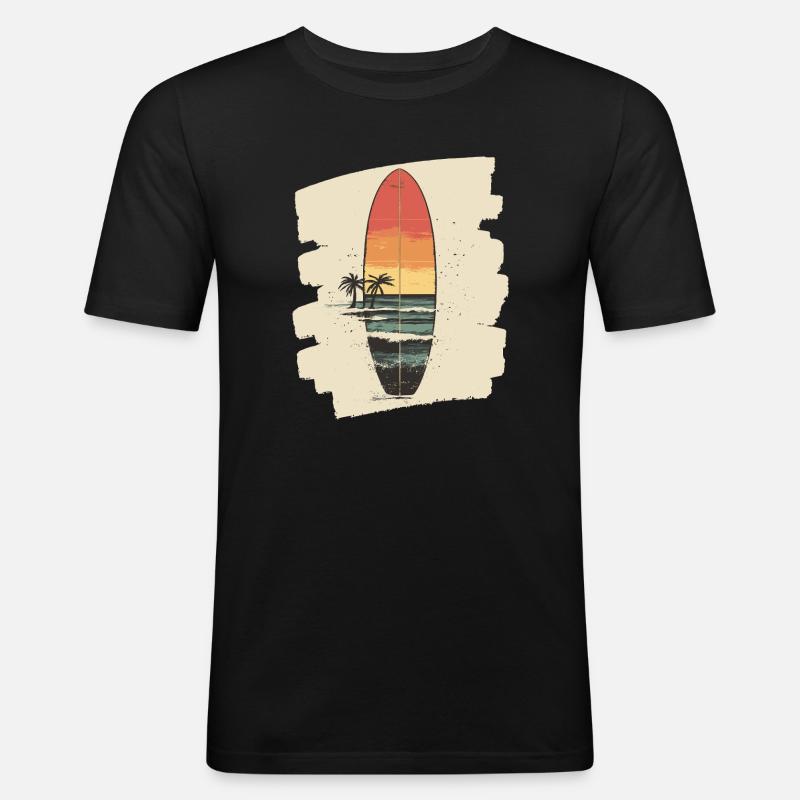 Surfbrett - Männer Slim Fit T-Shirt - Schwarz