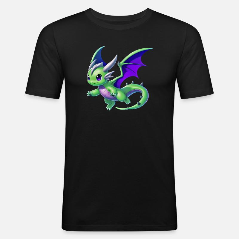 Drache - Männer Slim Fit T-Shirt - Schwarz