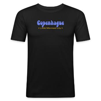 Kopenhagener Meerjungfrauenstadt - Männer Slim Fit T-Shirt - Schwarz - Vorne - Nik (191cm)