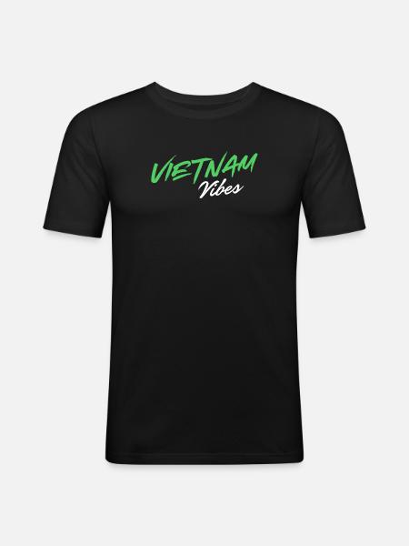 Vietnam Vibes Brush Script - Men's Slim Fit T-Shirt - black