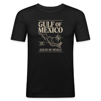 Vintage Gulf of Mexico Retro Golfo de México 1672 - Männer Slim Fit T-Shirt - Schwarz - Vorne - Nik (191cm)