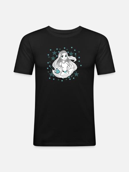 Stjernetegn Vandmanden Kvinde Pige - Herre Slim Fit T-Shirt - sort