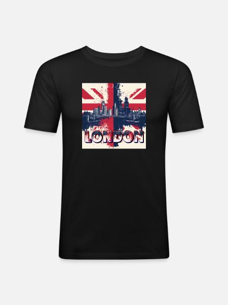 London Skyline Union Jack Splash - Men's Slim Fit T-Shirt - black